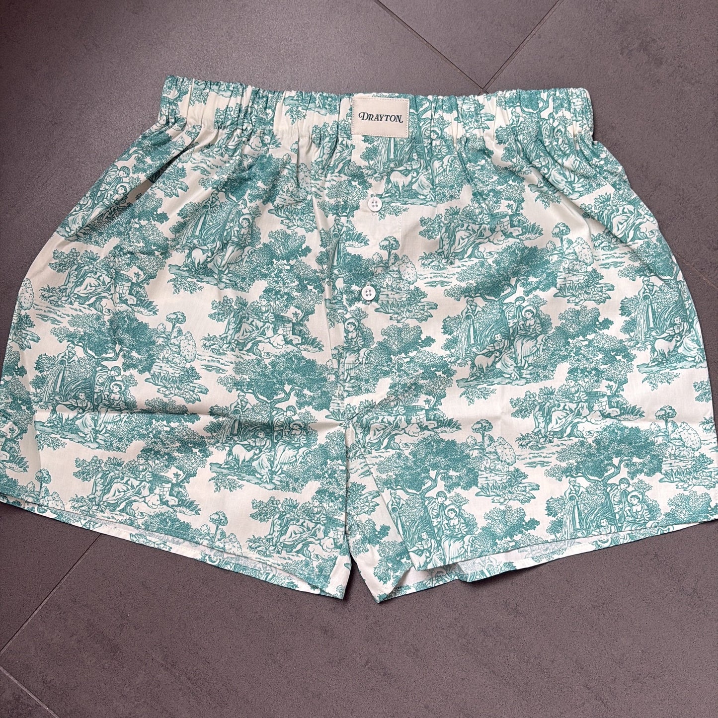Toile de Jouy Green Boxer Shorts