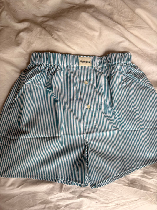 Classic Teal Oxford Stripe Unisex Boxer Shorts