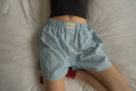 Classic Teal Oxford Stripe Unisex Boxer Shorts
