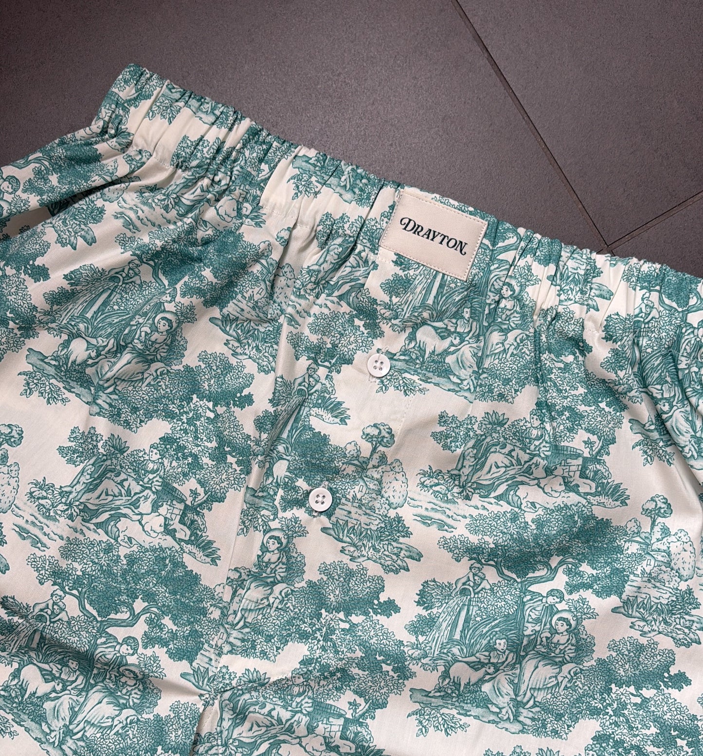 Classic Toile de Jouy Green Unisex Boxer Shorts