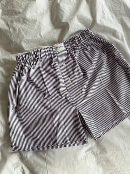 Chocolate Oxford Stripe Boxer Shorts