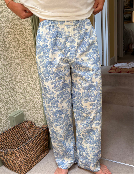 The Classic Pyjama Trouser – Blue Toile de Jouy