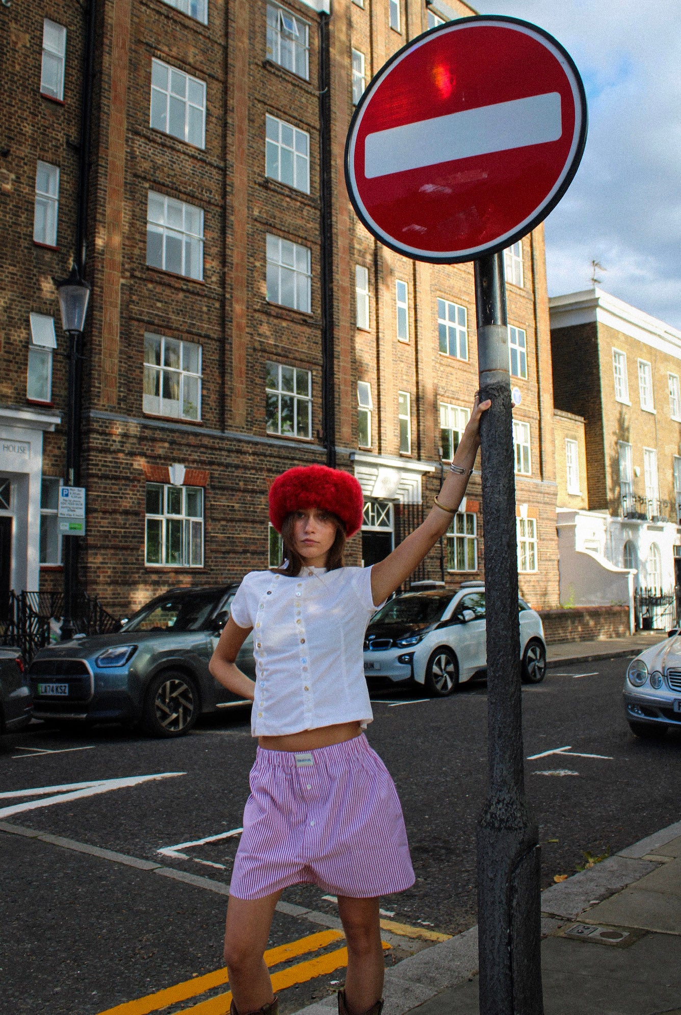 Crimson Red Oxford Stripe Boxer Shorts