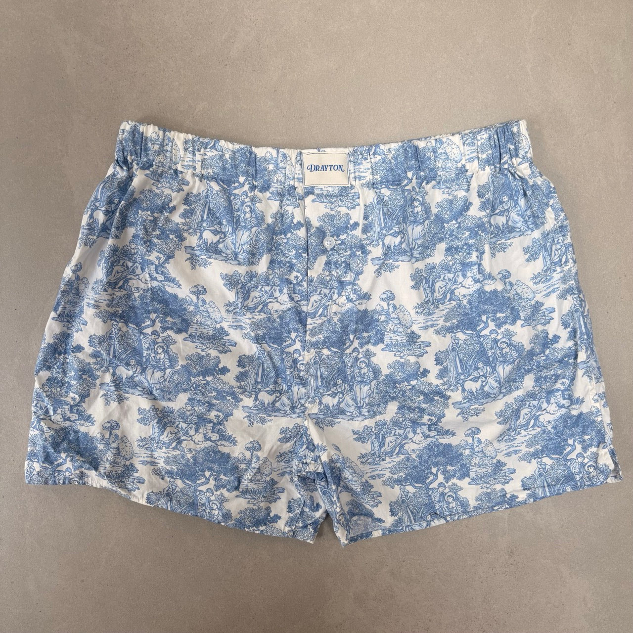 Classic Toile de Jouy Blue Unisex Boxer Shorts