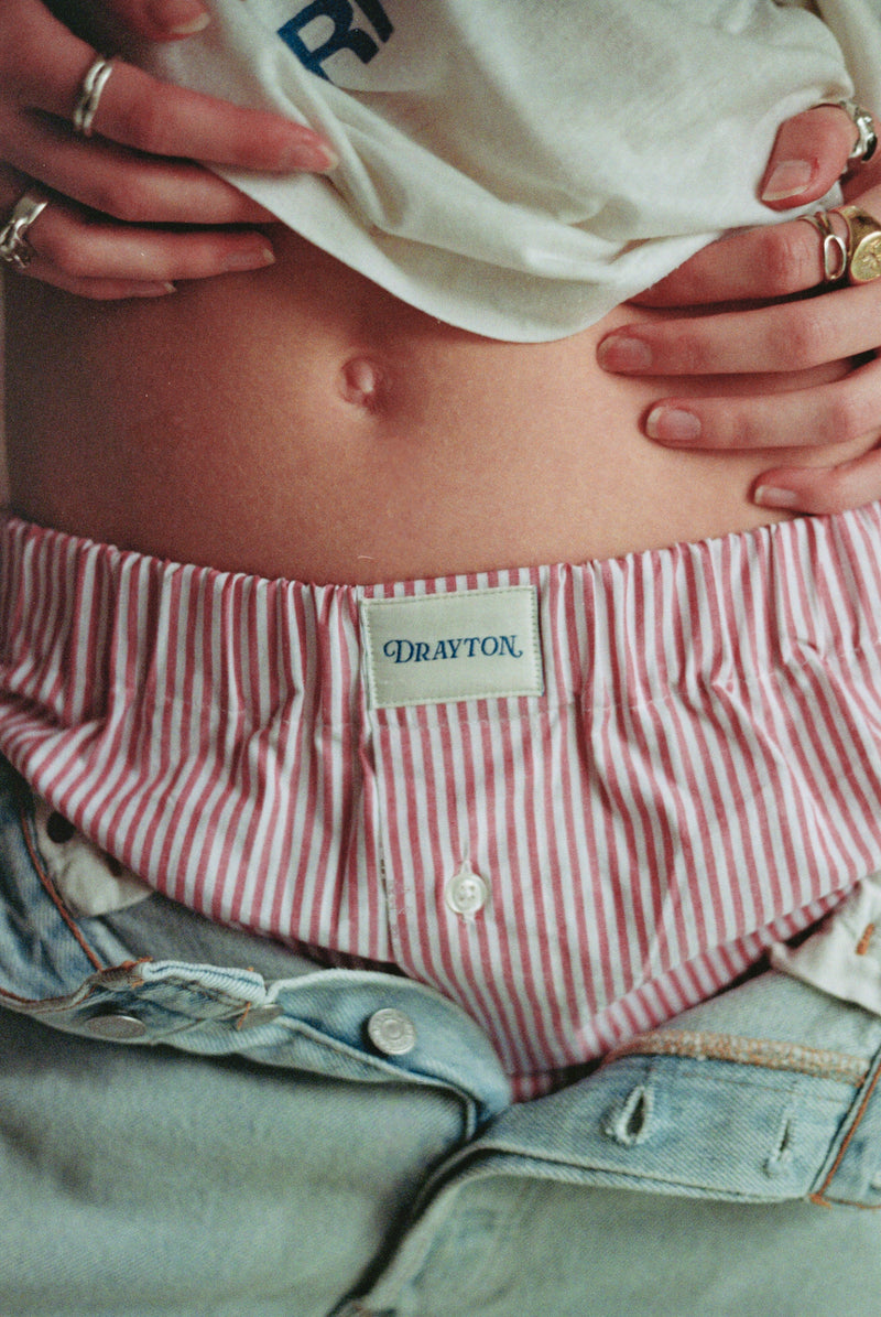 Crimson Red Oxford Stripe Boxer Shorts