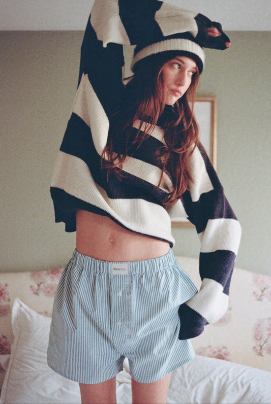 Classic Teal Oxford Stripe Unisex Boxer Shorts