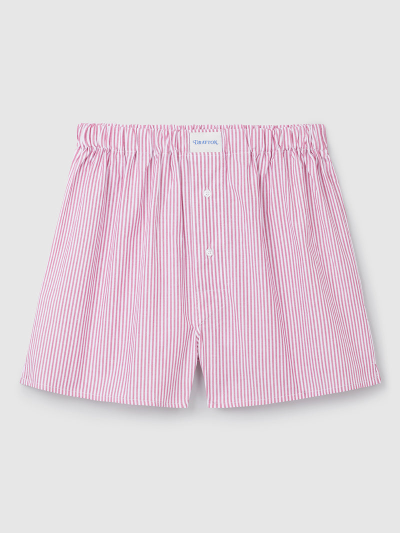 Crimson Red Oxford Stripe Boxer Shorts