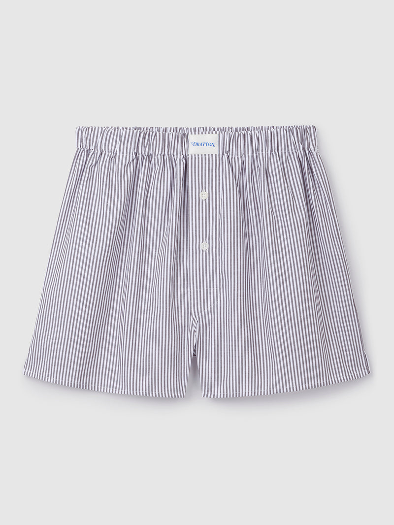 Chocolate Oxford Stripe Boxer Shorts