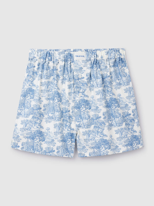 Toile de Jouy Blue Boxer Shorts