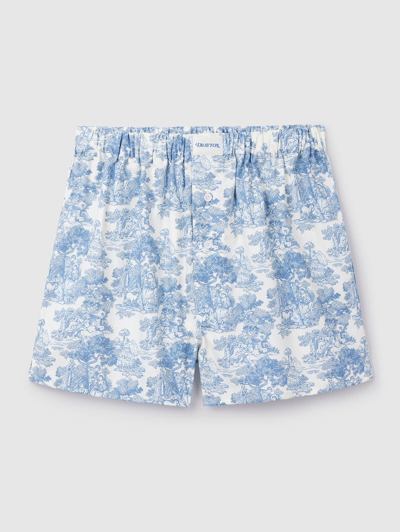 Toile de Jouy Blue Boxer Shorts