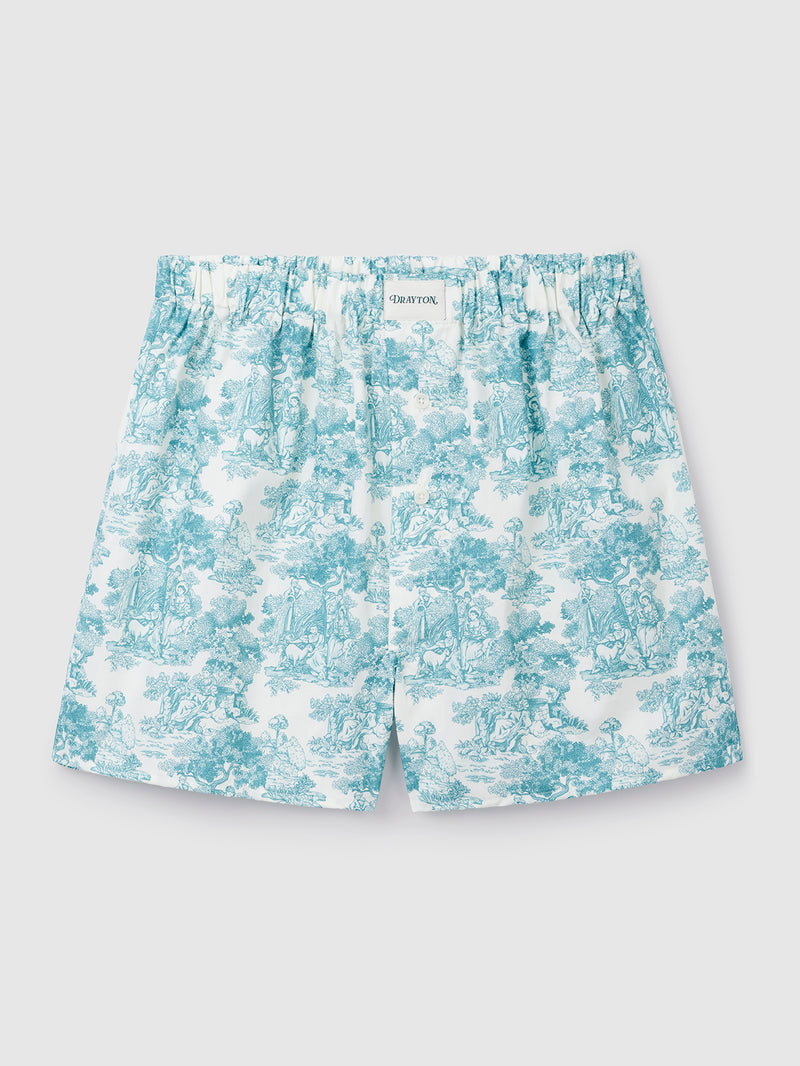 Toile de Jouy Green Boxer Shorts