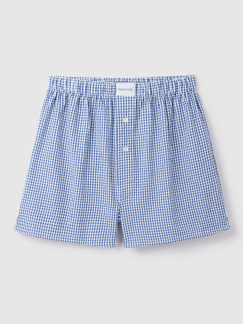 Midnight Gingham Check Seersucker Boxer Shorts