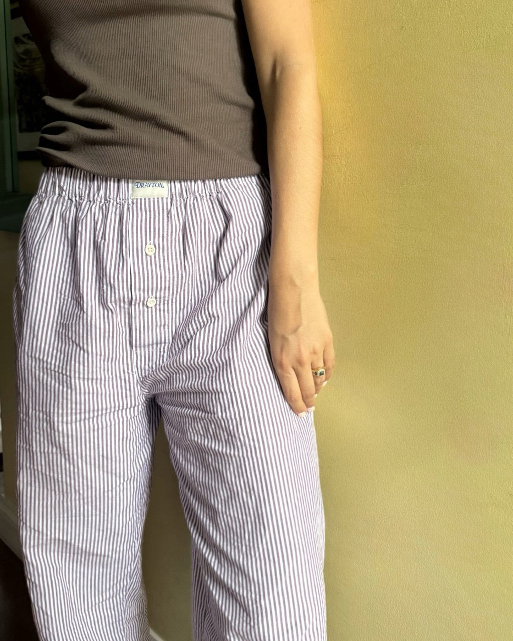 Chocolate Oxford Stripe Pyjama Trouser