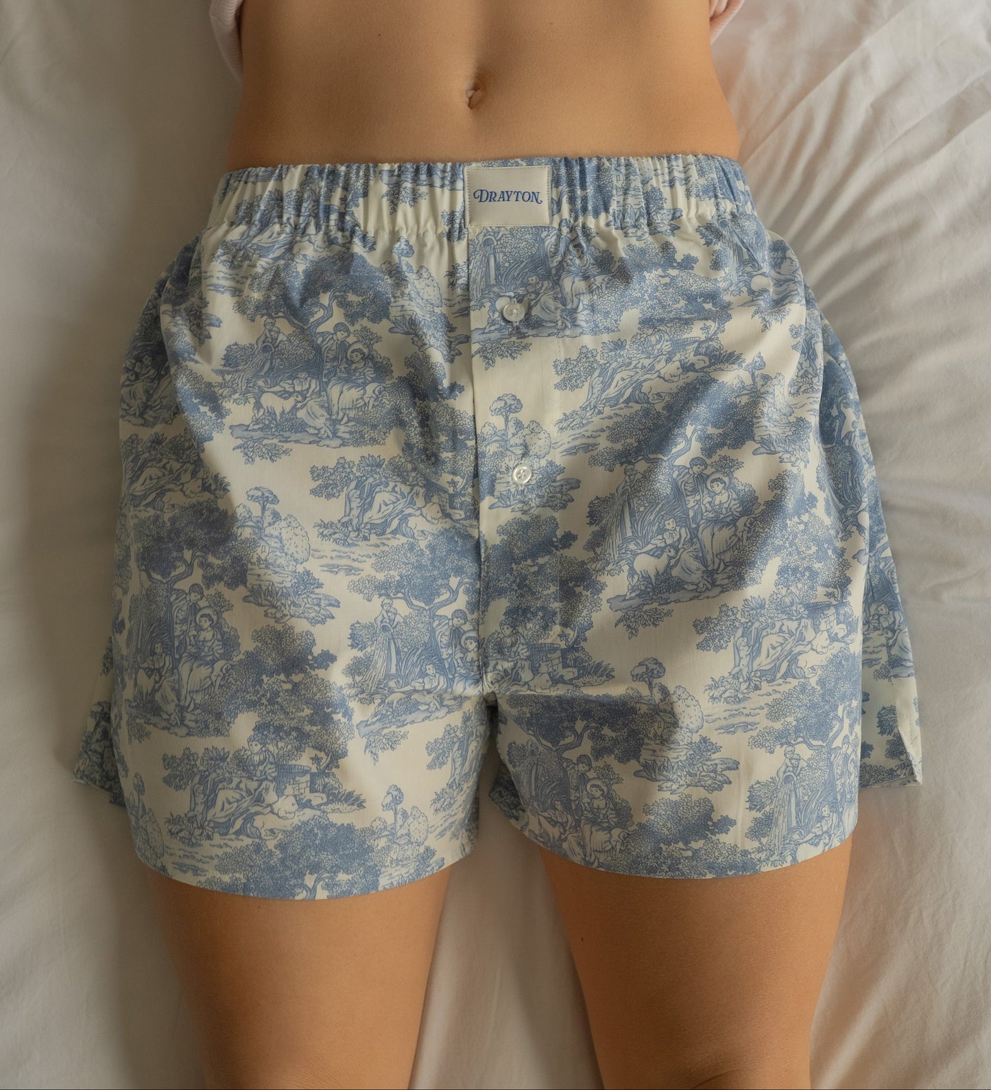 Classic Toile de Jouy Blue Unisex Boxer Shorts