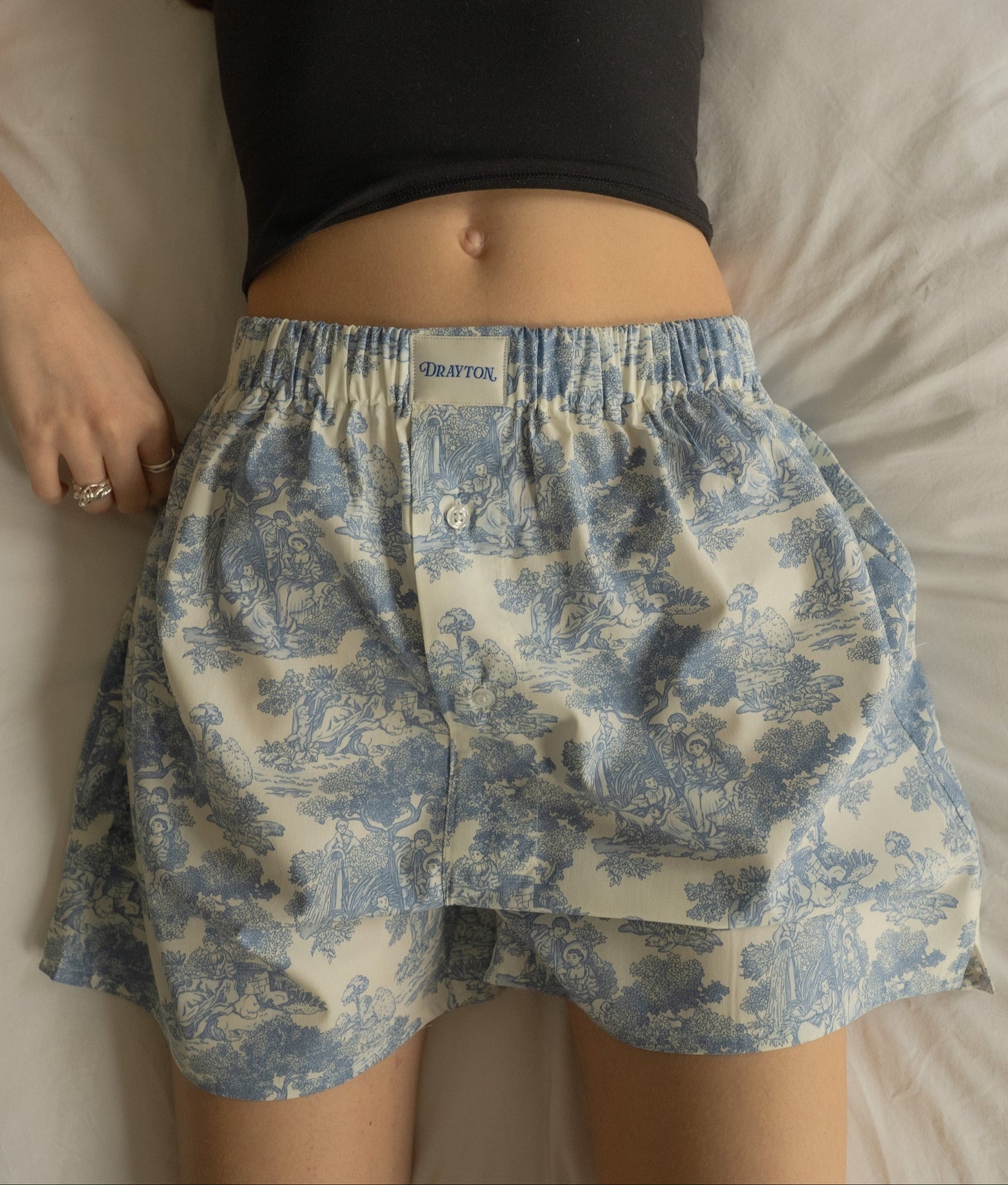 Classic Toile de Jouy Blue Unisex Boxer Shorts