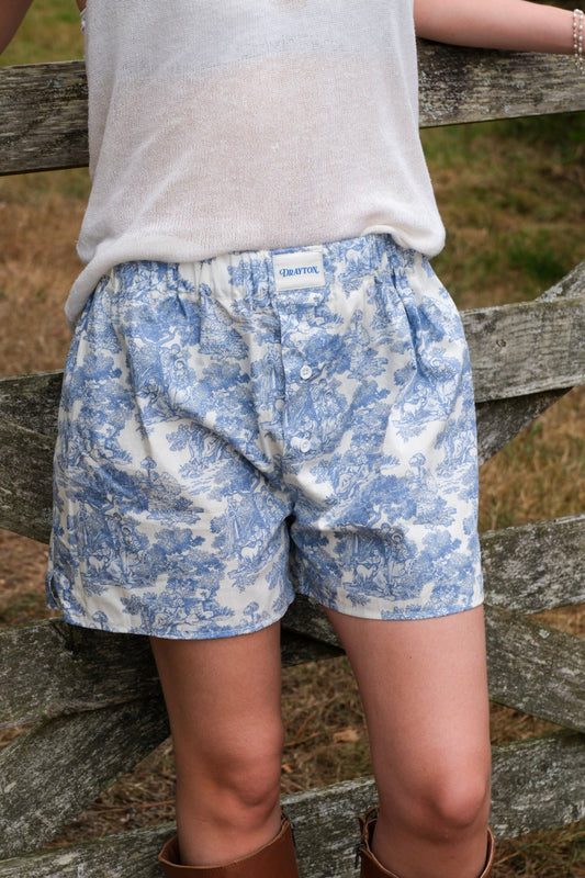 Classic Toile de Jouy Blue Unisex Boxer Shorts