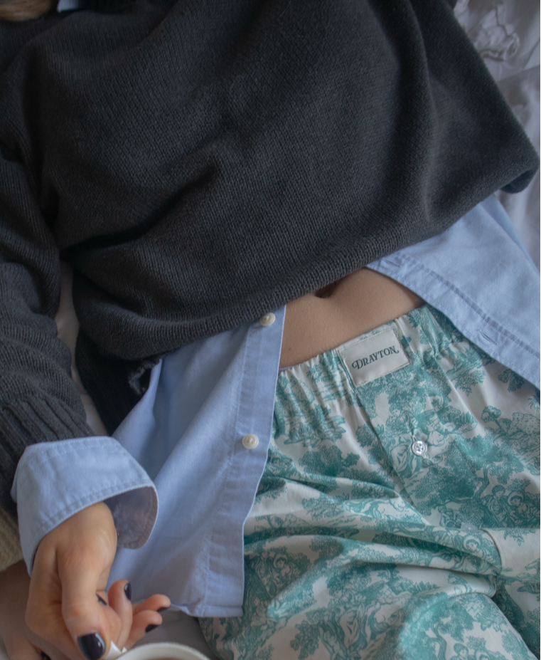 Toile de Jouy Green Boxer Shorts