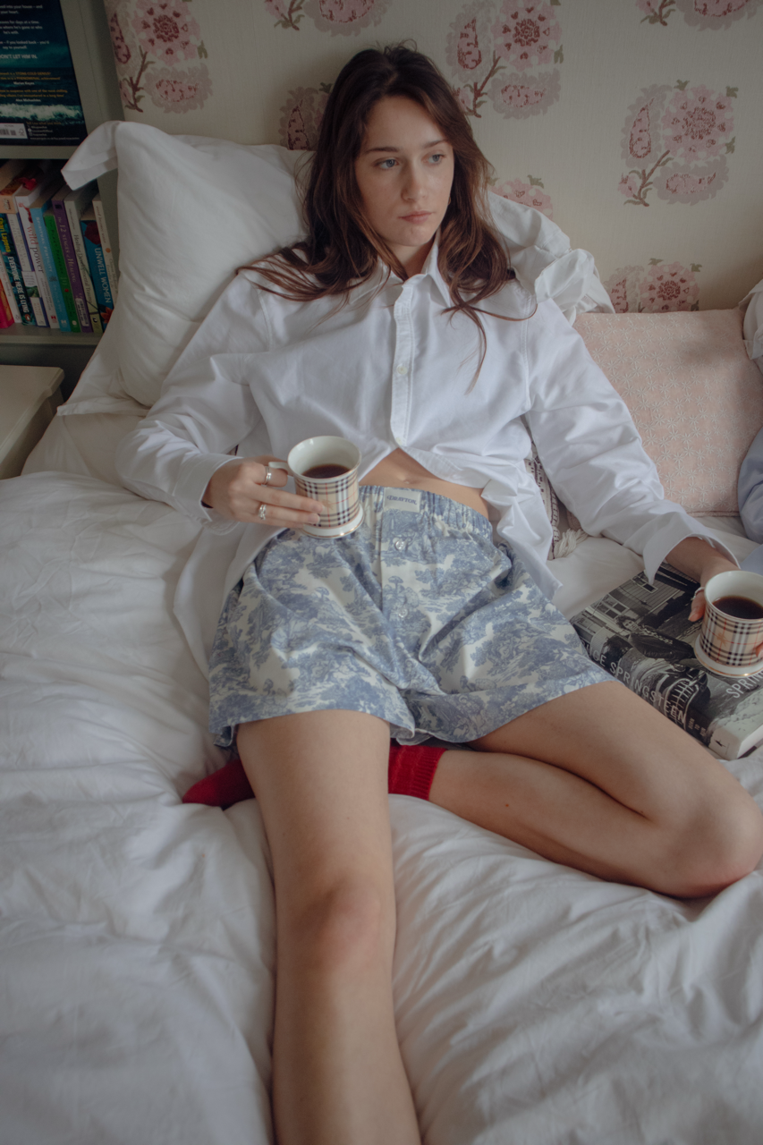 Classic Toile de Jouy Blue Unisex Boxer Shorts