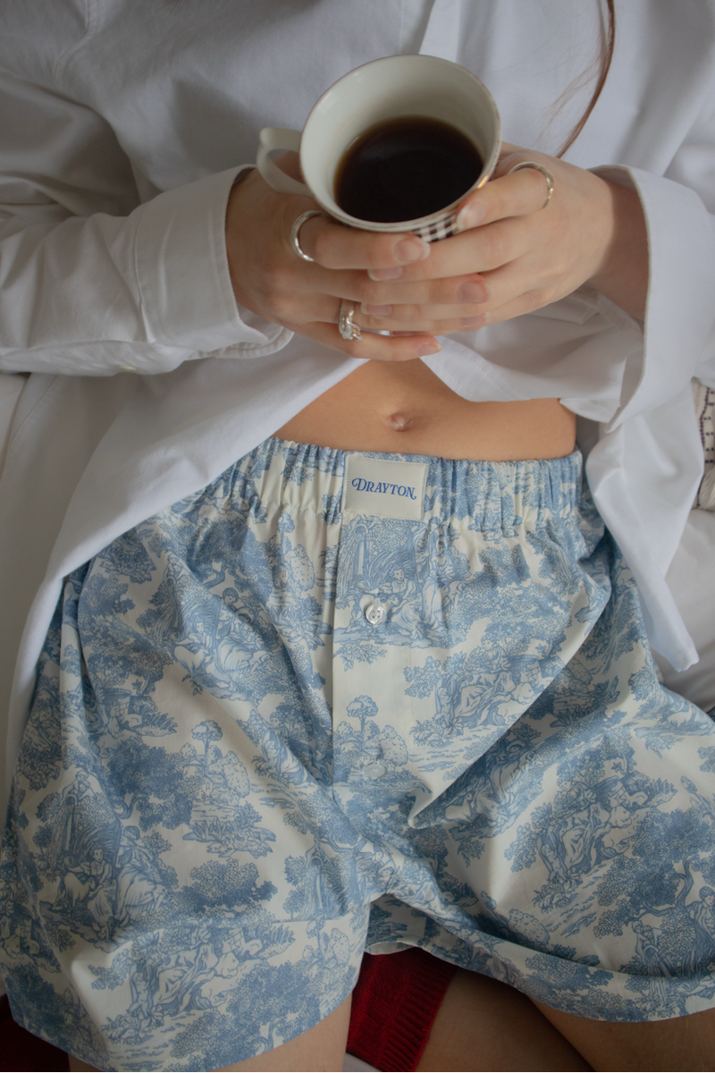Toile de Jouy Blue Boxer Shorts