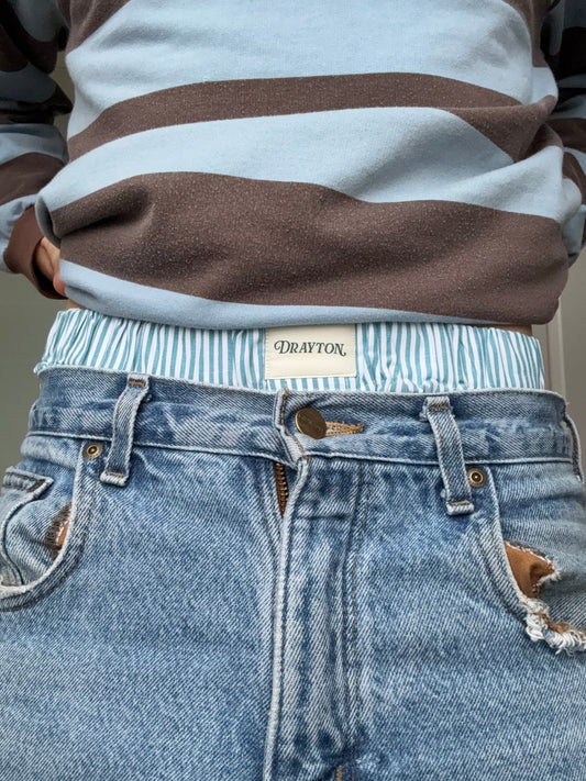 Classic Teal Oxford Stripe Unisex Boxer Shorts