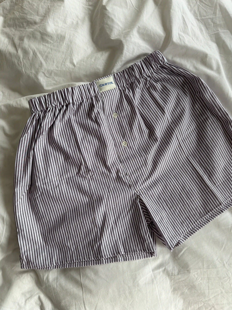 Chocolate Oxford Stripe Boxer Shorts