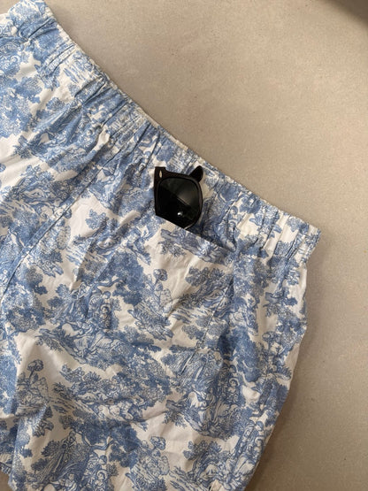 Classic Toile de Jouy Blue Unisex Boxer Shorts