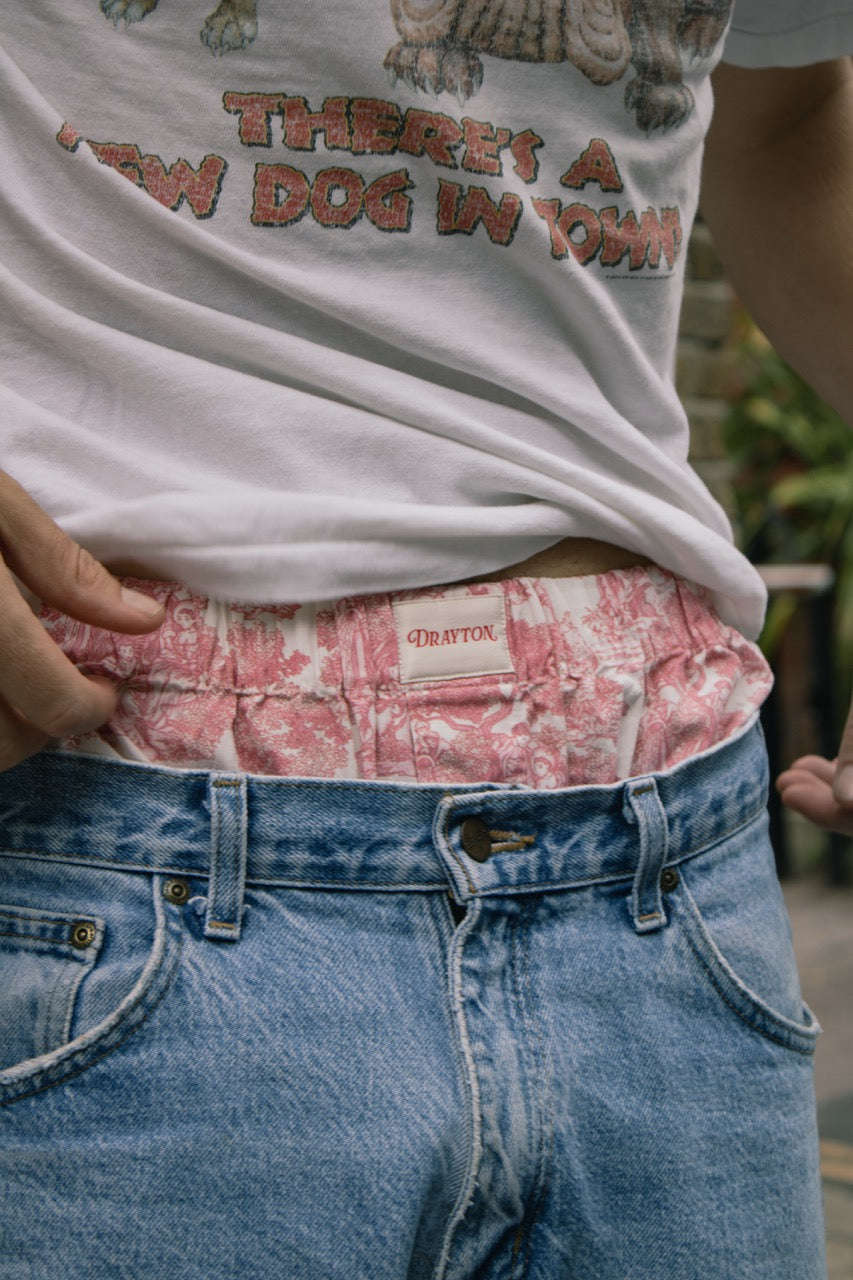 Classic Toile de Jouy Pink Unisex Boxer Shorts