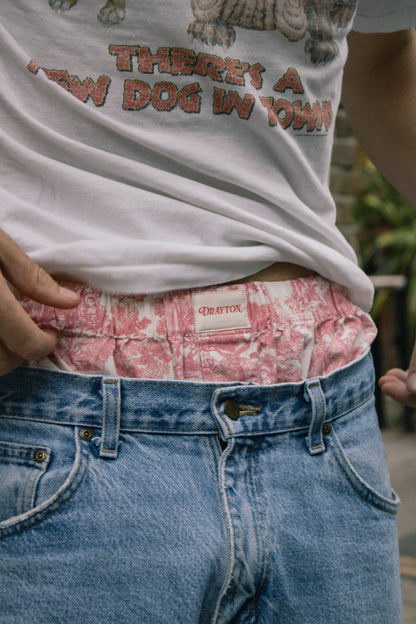 Classic Toile de Jouy Pink Unisex Boxer Shorts