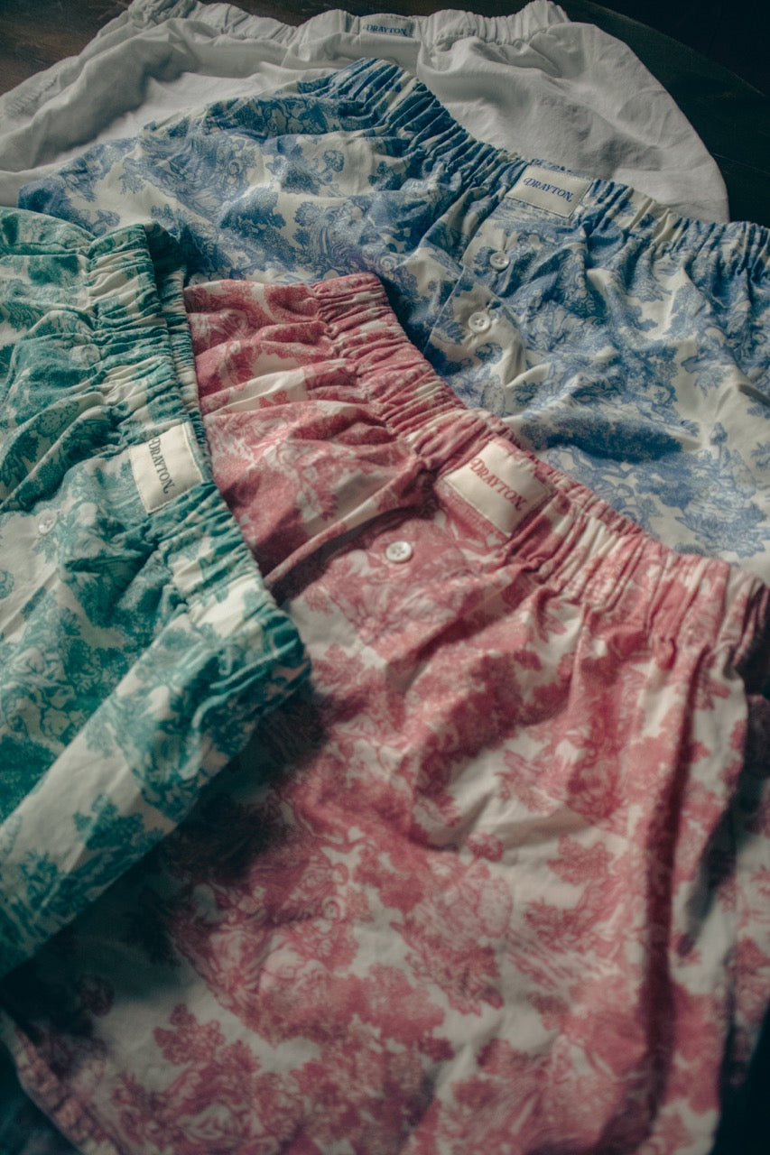 Toile de Jouy Boxer Shorts Set - 3 Pack Unisex