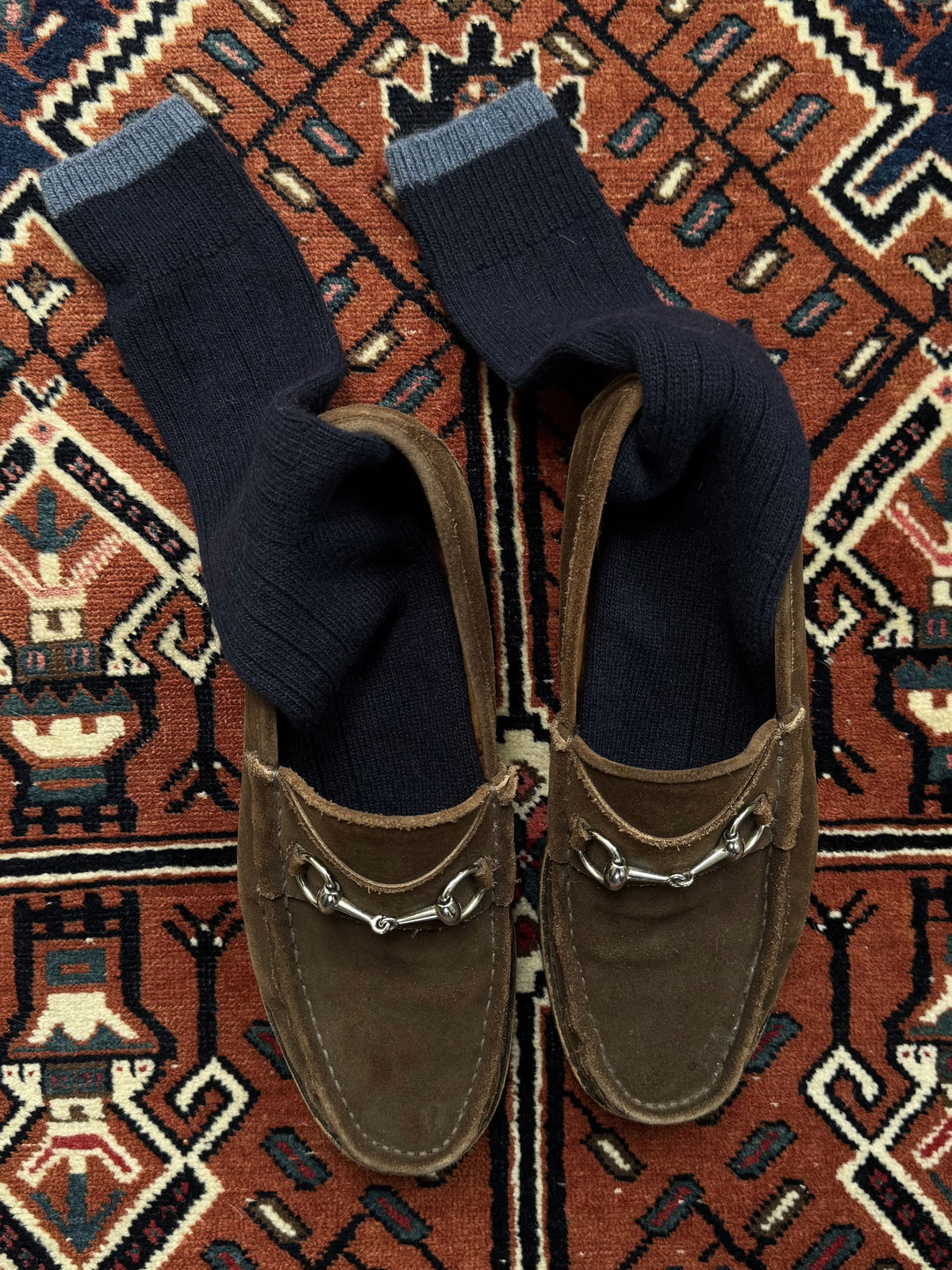 Stowey Navy Wool & Cashmere Socks