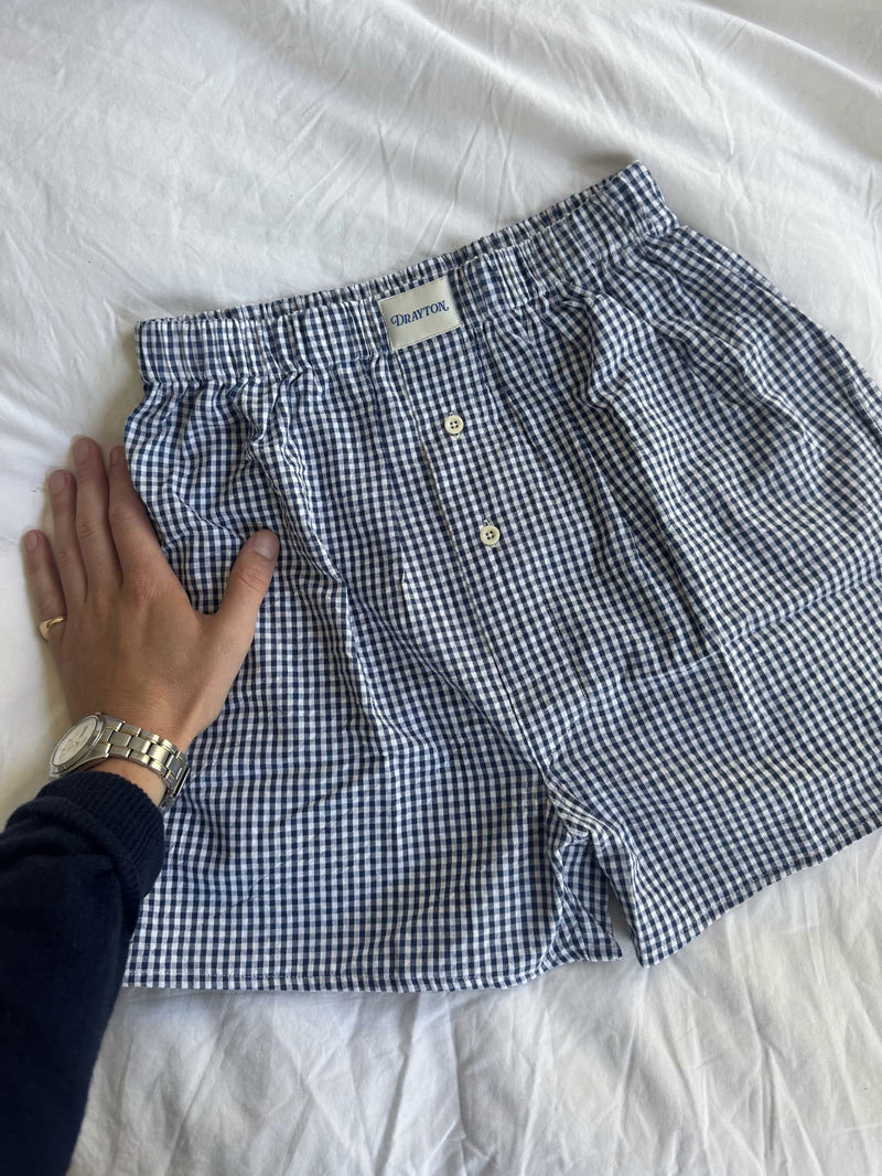Midnight Gingham Check Seersucker Boxer Shorts