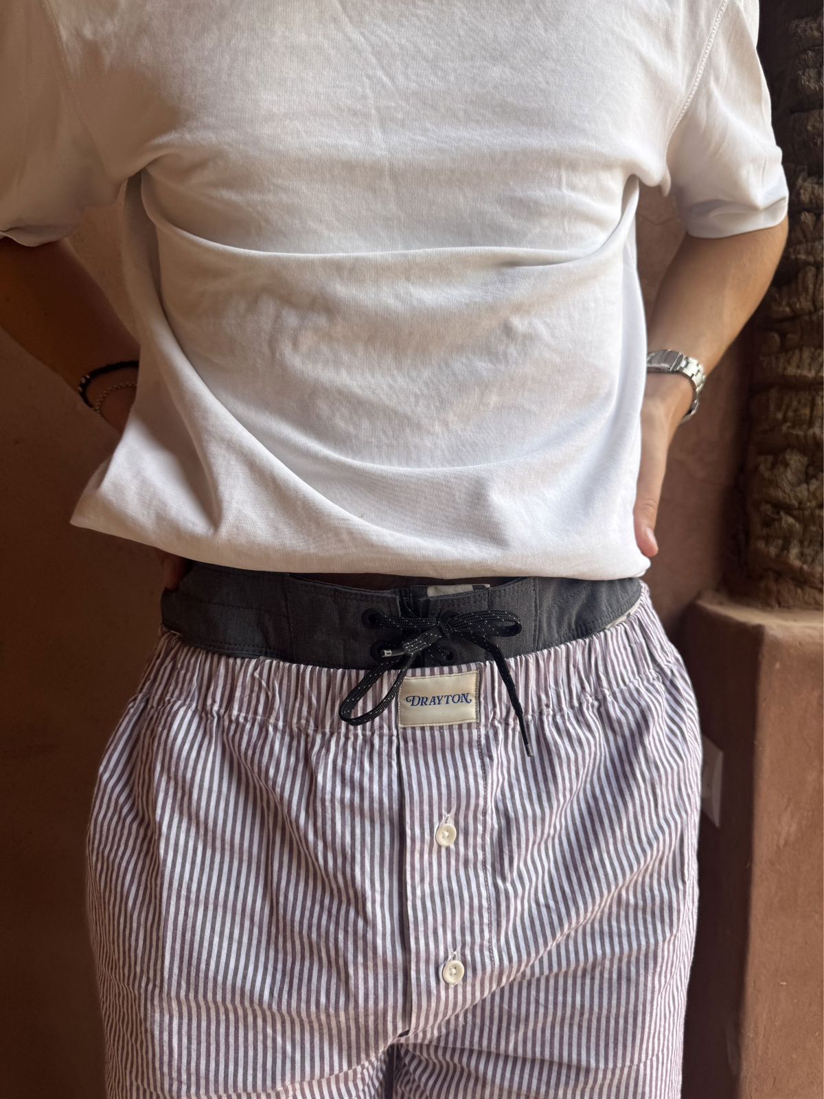 Chocolate Oxford Stripe Pyjama Trouser