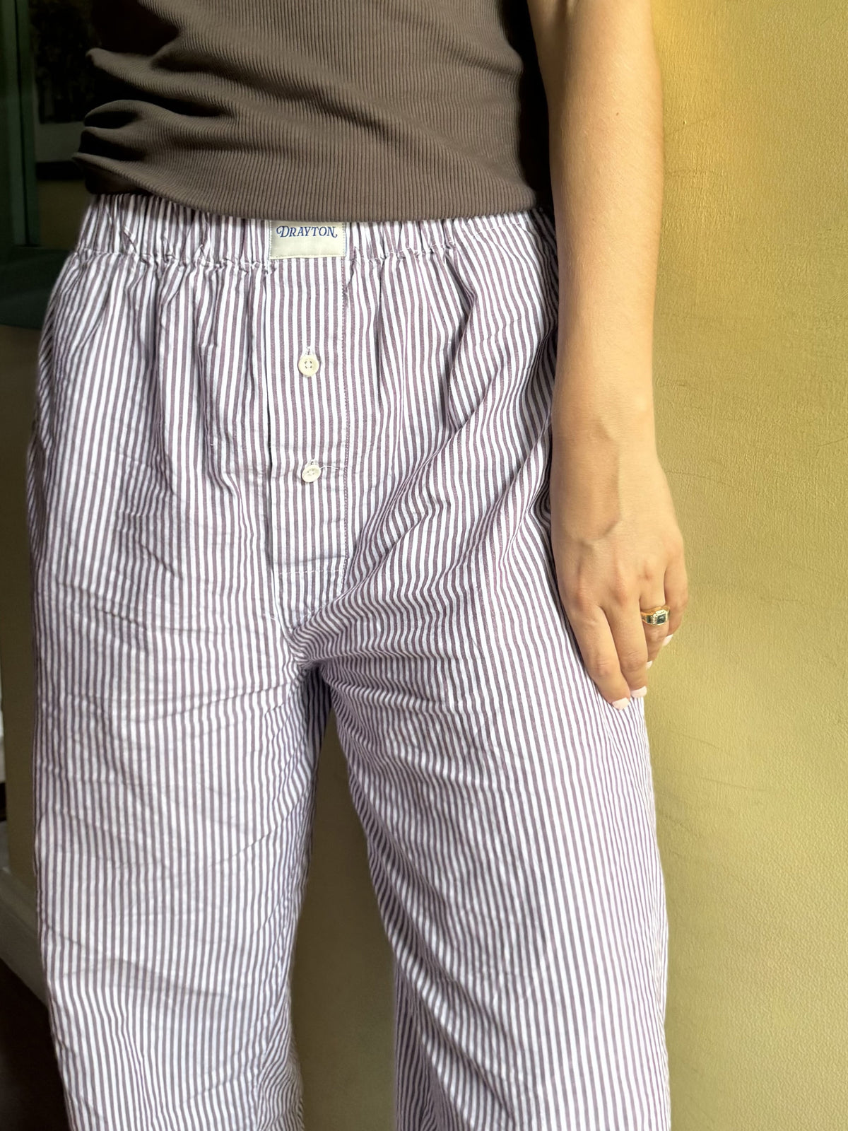 Chocolate Oxford Stripe Pyjama Trouser